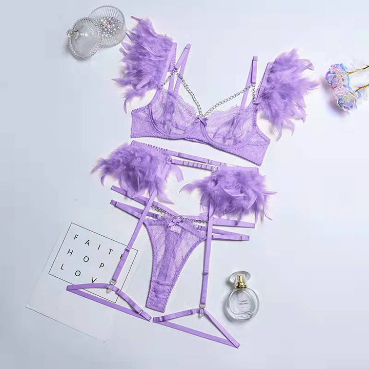 Dames lingerie, Mirella 3-delige sexy kanten jarretelset, verleidelijk en comfortabel ondergoed voor haar.