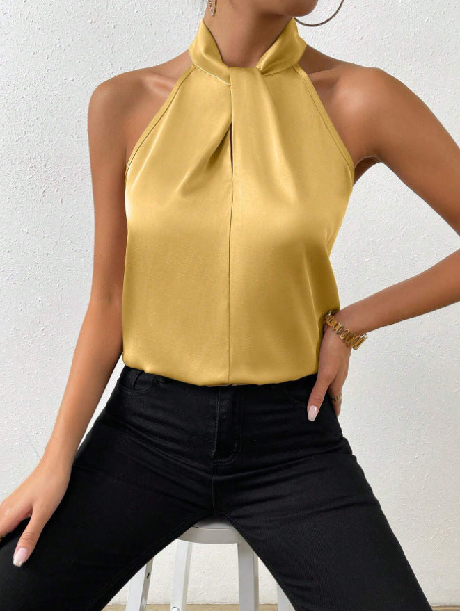 Dames elegante haltertop, mouwloos, met een vloeiende pasvorm, ideaal voor elke gelegenheid.
