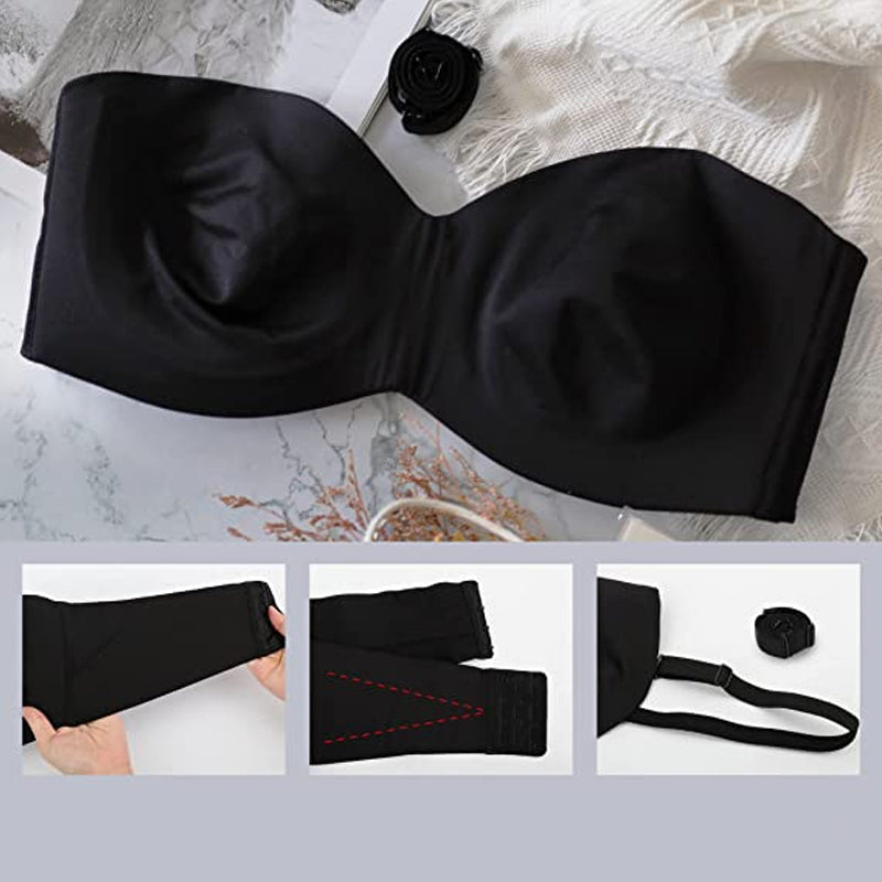 Comfortabele naadloze strapless bandeau bh voor dames, met afneembare bandjes voor veelzijdigheid.