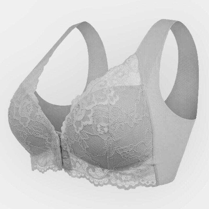Modieuze naadloze sportbeha met frontsluiting, biedt comfort en ondersteuning als sportlingerie voor dames.