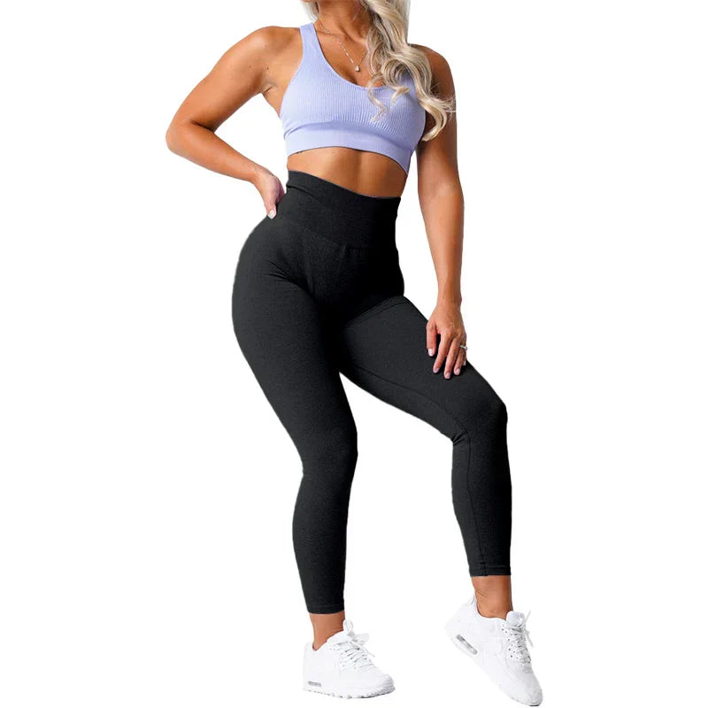 Sportieve dames legging naadloos met stretch voor yoga en training. Comfortabele pasvorm, ademend.