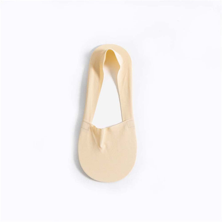 Detail van de siliconen hielgrip op onzichtbare dames anti-slip sokken voor extra stevigheid.