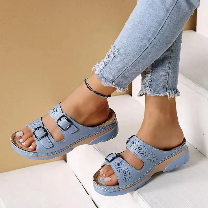 Ergonomische dames sandalen met gelzool, ideaal voor voetpijn en langdurig comfort. Geschikt voor brede voeten.