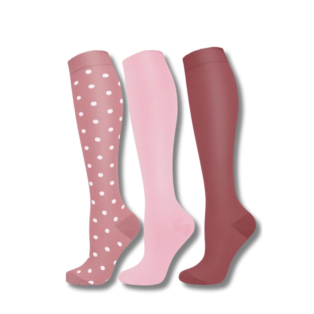 Sport compressiesokken voor dames. Stimuleren bloedcirculatie, voorkomen vermoeide benen en krampen tijdens sport.