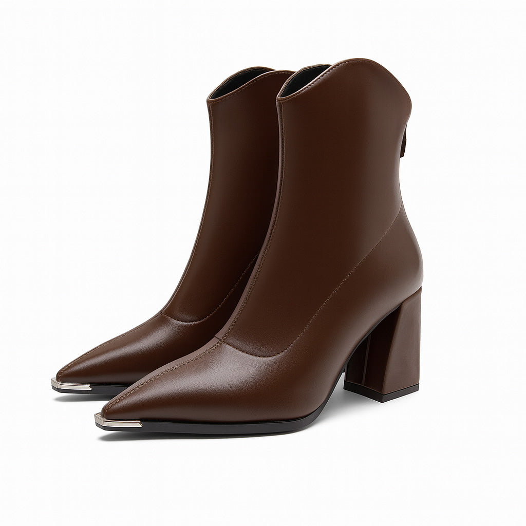 Dames orthopedische enkellaarzen in westerse stijl met comfortabele blokhak en warme fleecevoering.