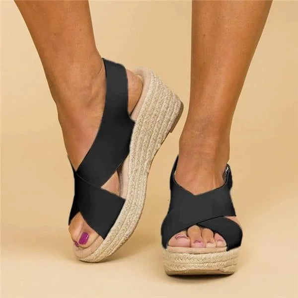 Dames orthopedische sleehak espadrilles Clara, wit, met voetondersteuning en zomerse elegantie.