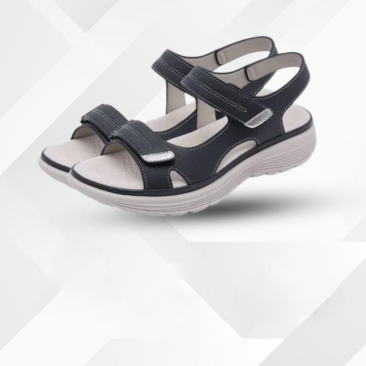 Stijlvolle dames comfortsandalen met teenscheider voor hallux valgus verlichting, verkrijgbaar in diverse kleuren.