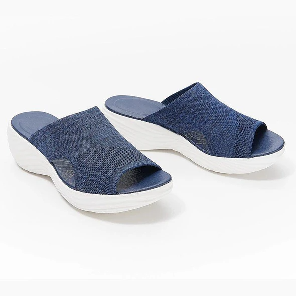 Stijlvolle open dames zomerschoenen, orthopedisch en ademend, verkrijgbaar in roze, blauw en zwart.
