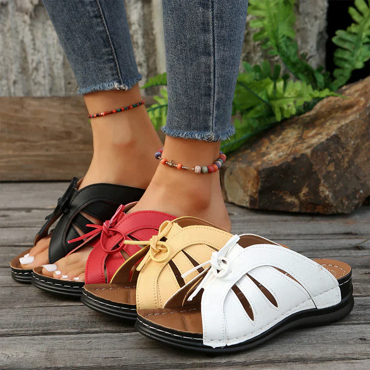 Zomerse Mirella sleehaksandalen. Open teen en bunion vriendelijk voor optimaal comfort.