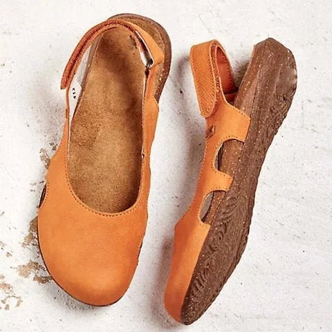 Dames comfort sandalen: orthopedische slingbacks met platte hak, perfect voor zomerse dagen en voetondersteuning.