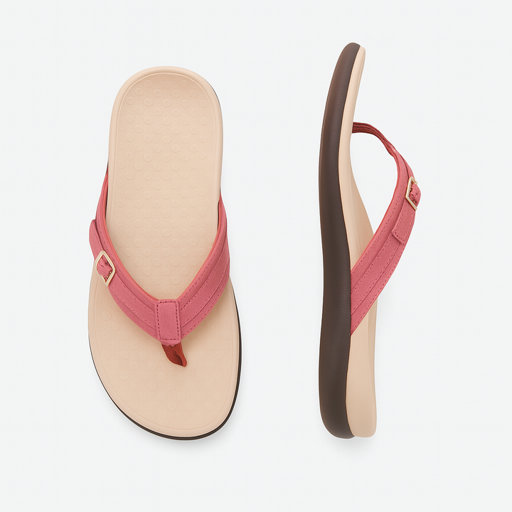 Stijlvolle dames slippers met orthopedische voetboog ondersteuning, bieden comfort en gezonde voeten in elke stap.