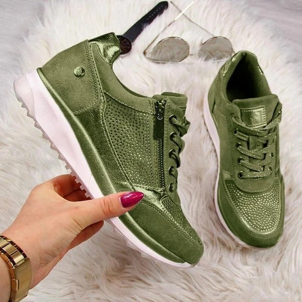 Blauwe lichtgewicht orthopedische dames sneakers, ideaal voor een actief dagelijks leven.