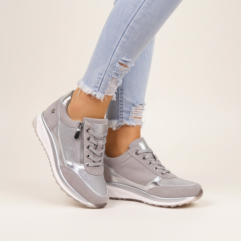 Groene orthopedische dames wandelsneakers Gabriele, comfortabel en ondersteunend.