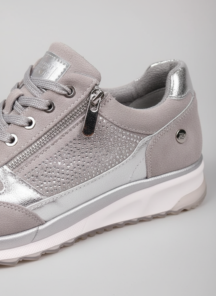 Blauwe orthopedische dames sneakers, veterschoenen voor optimale ondersteuning en comfort.