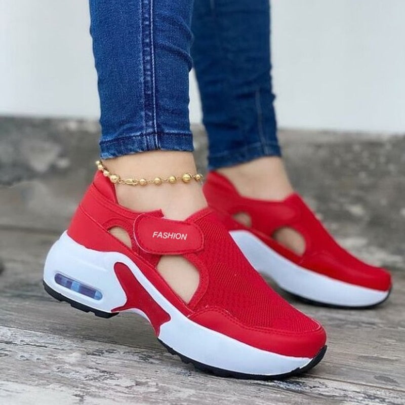 Comfortabele roze dames orthopedische sneakers. Gezonde voeten met modieuze ondersteuning, ook in wit, rood, zwart.