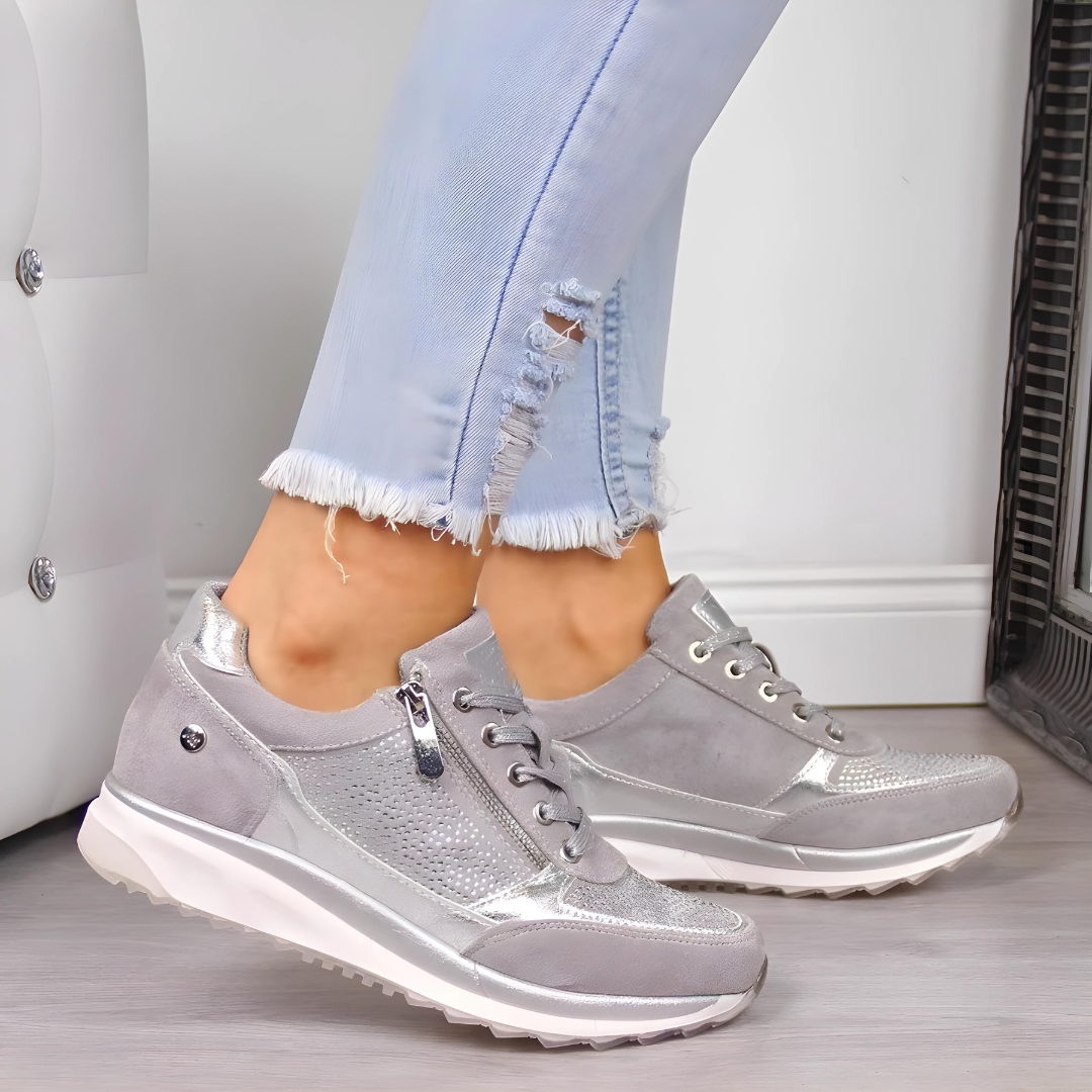 Khaki orthopedische dames wandelsneakers, een comfortabele en stijlvolle keuze voor casual mode en dagelijkse activiteiten.