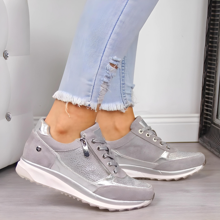 Khaki orthopedische dames wandelsneakers, een comfortabele en stijlvolle keuze voor casual mode en dagelijkse activiteiten.