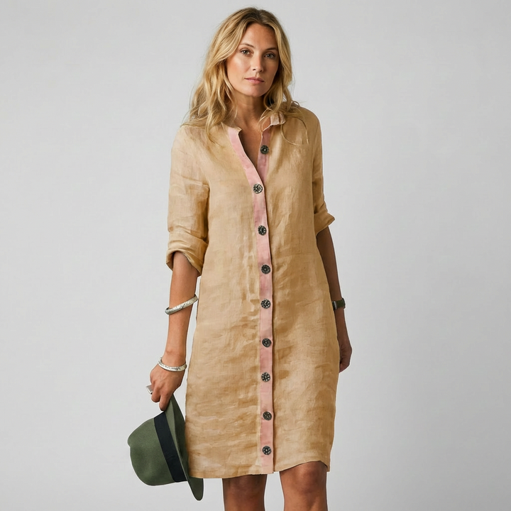 Modieuze dames overhemdjurk met knopen; perfect voor dagelijkse kleding, casual chic of zakelijk.
