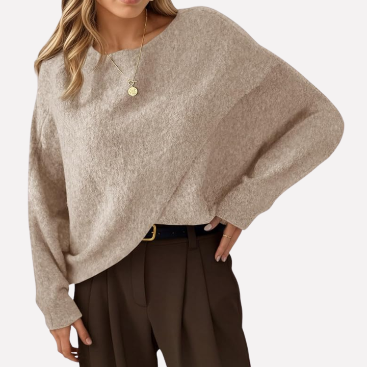 Veelzijdige batwing trui voor dames, oversized en comfortabel, perfect als casual top in de herfstcollectie.