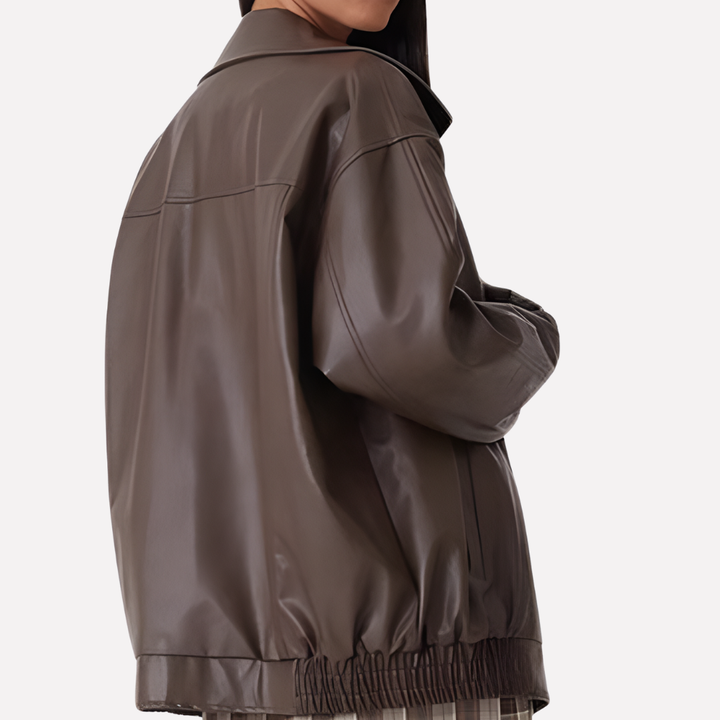 Comfortabel geweven dames oversized bomberjack, een casual en stijlvolle jas, ideaal als buitenkleding.