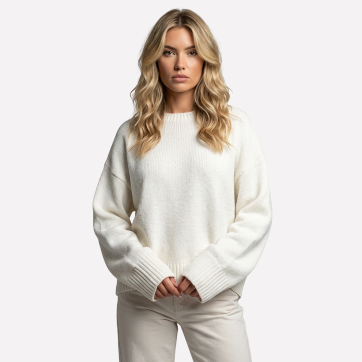 Dames oversized chunky gebreide pullover trui voor ultiem comfort en stijl in herfst/winter.