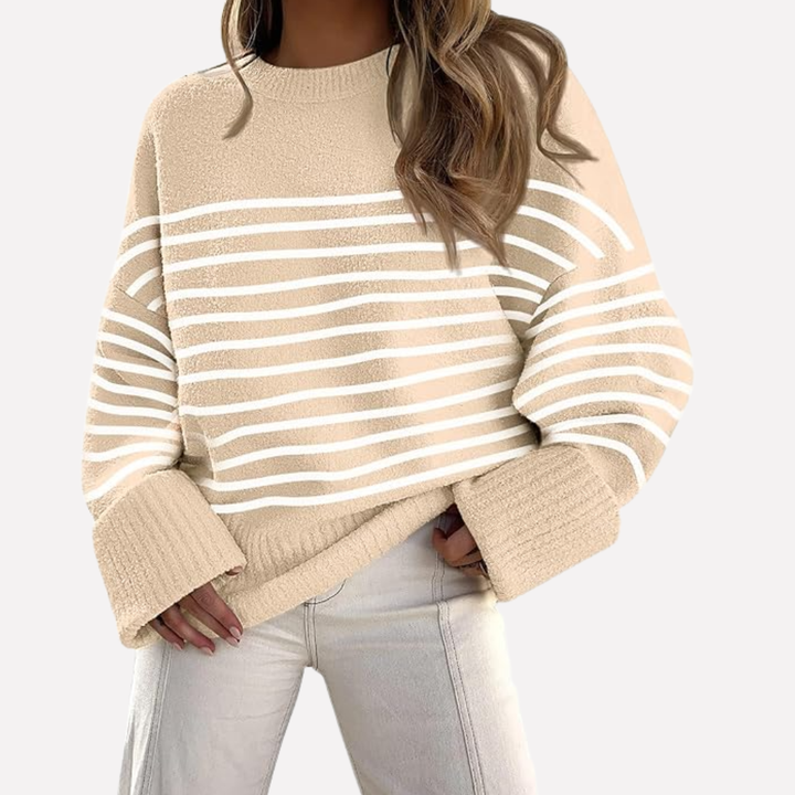 Dames pullover trui, oversized en chunky gebreid, een essentieel comfortabel item voor koude seizoenen.