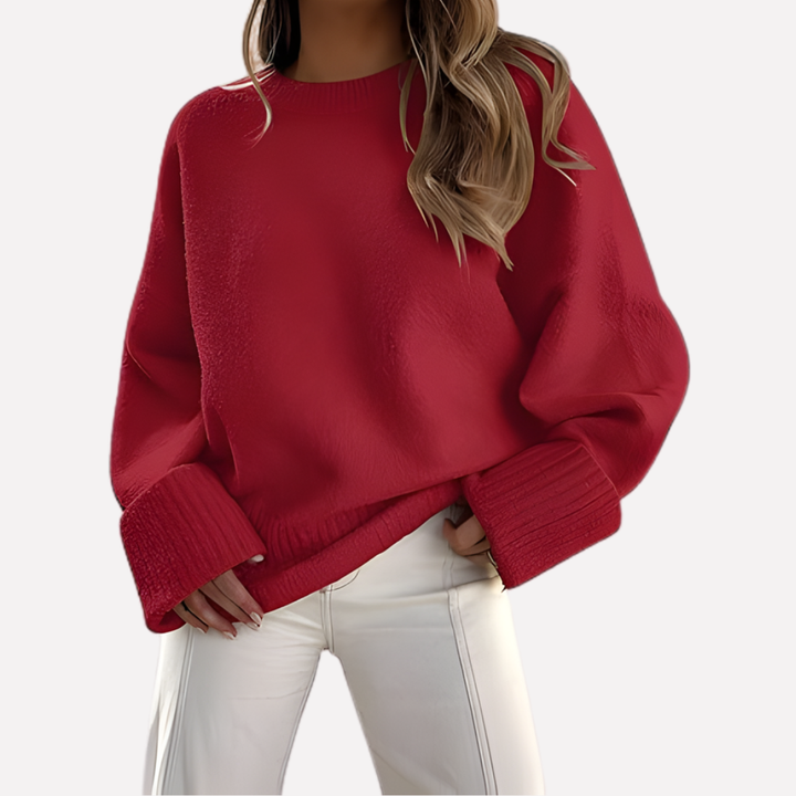 Stijlvolle gebreide dames pullover, chunky en oversized, ideaal voor koude herfst/winter dagen.