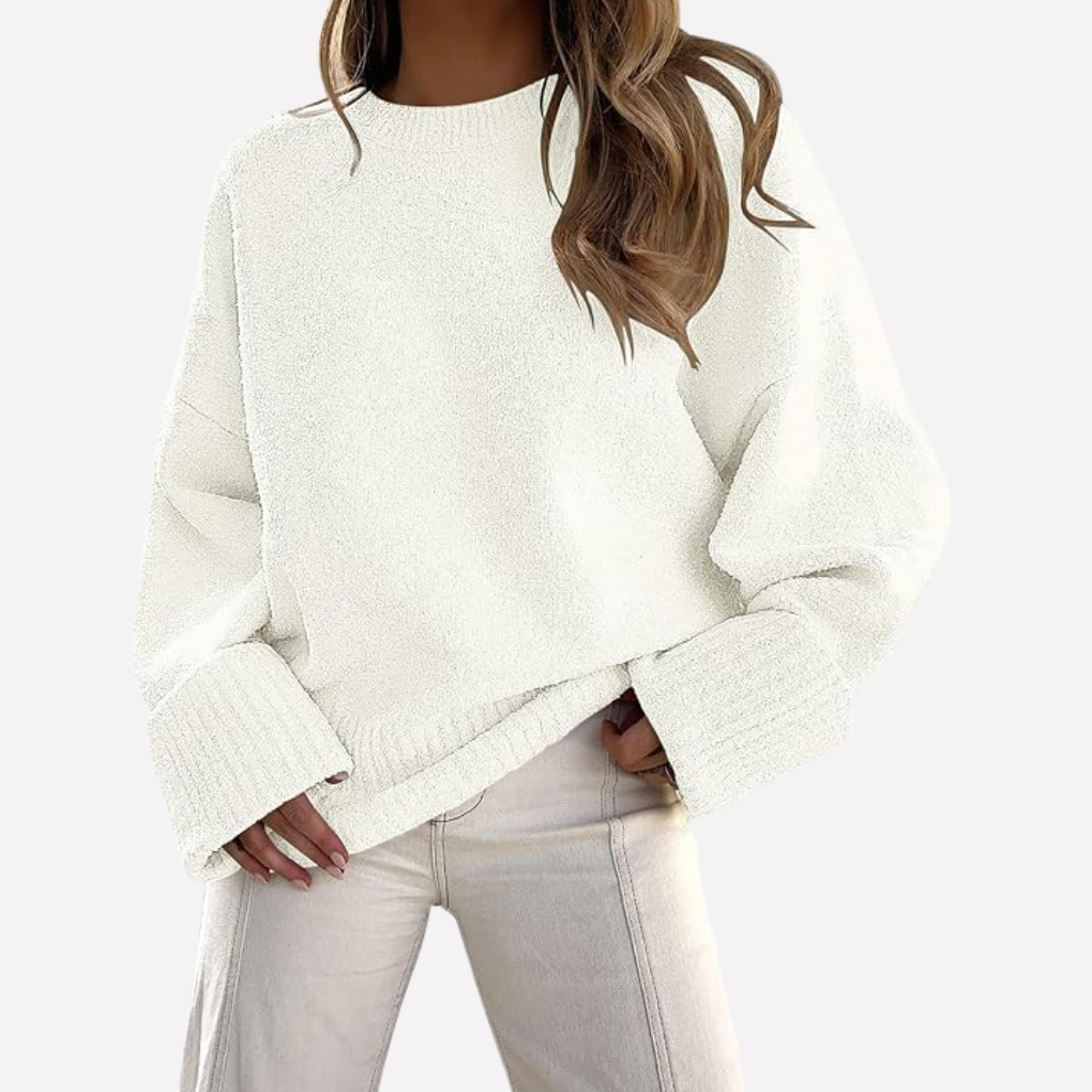 Casual dames oversized trui, grof gebreid en comfortabel, perfect voor winterse dagen.