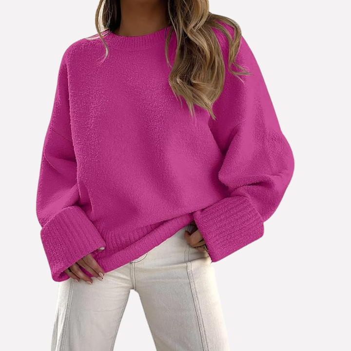 Modebewuste dames dragen deze comfortabele oversized chunky pullover trui in herfst en winter.
