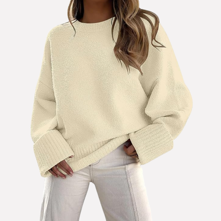 Gebreide oversized chunky trui voor dames, perfect voor een comfortabele en trendy winterse look.