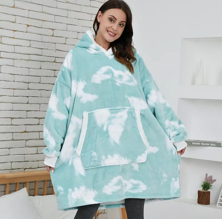 Comfortabele oversized dekenjas voor dames, heerlijk zacht pluche voor thuis chillen.