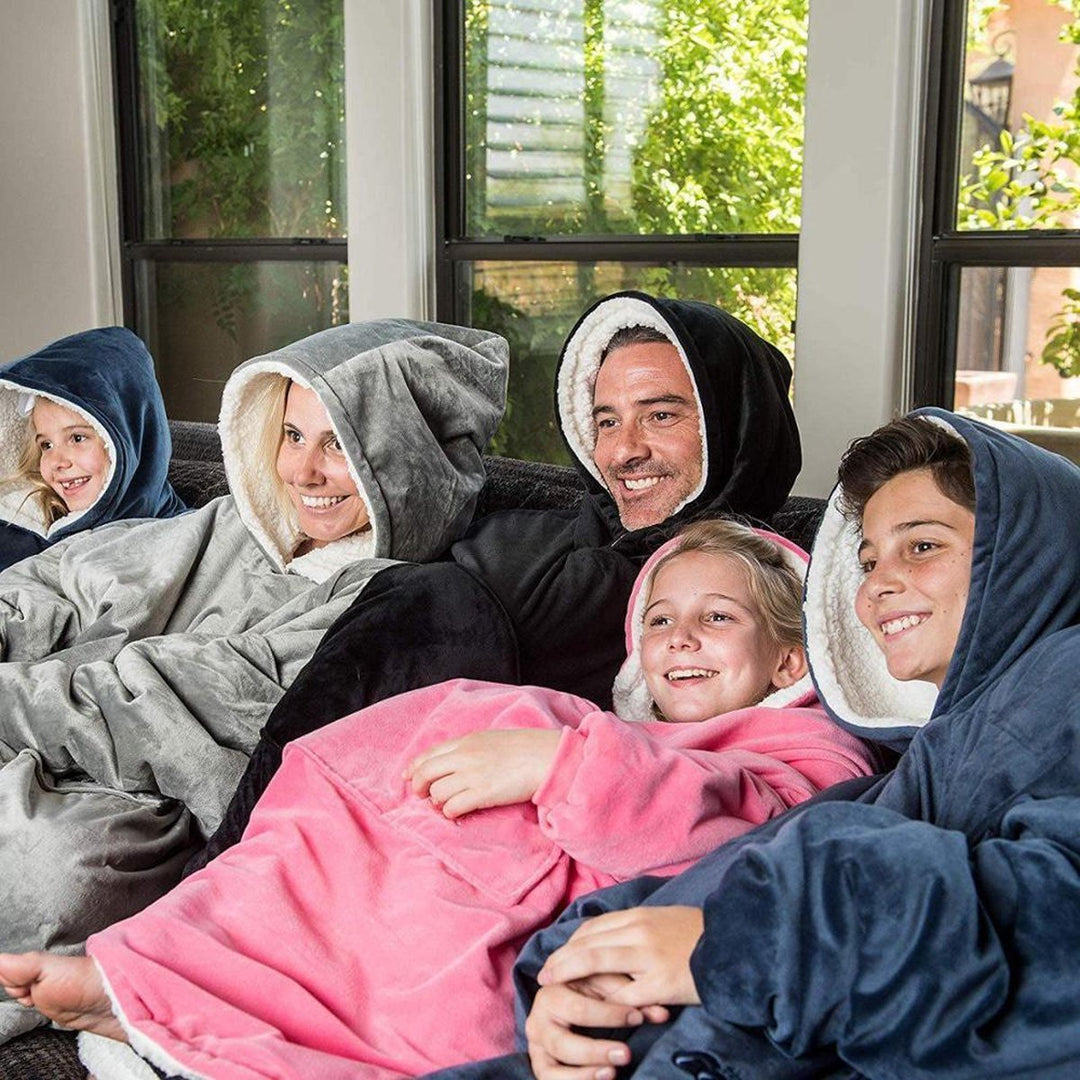Ultiem warme dekenjas voor dames, pluche en oversized, ideaal voor ontspanning.