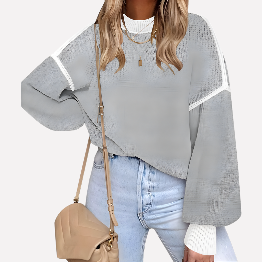 Casual oversized dames trui met kleurblok strepen, veelzijdige gebreide pullover voor comfort en stijl.