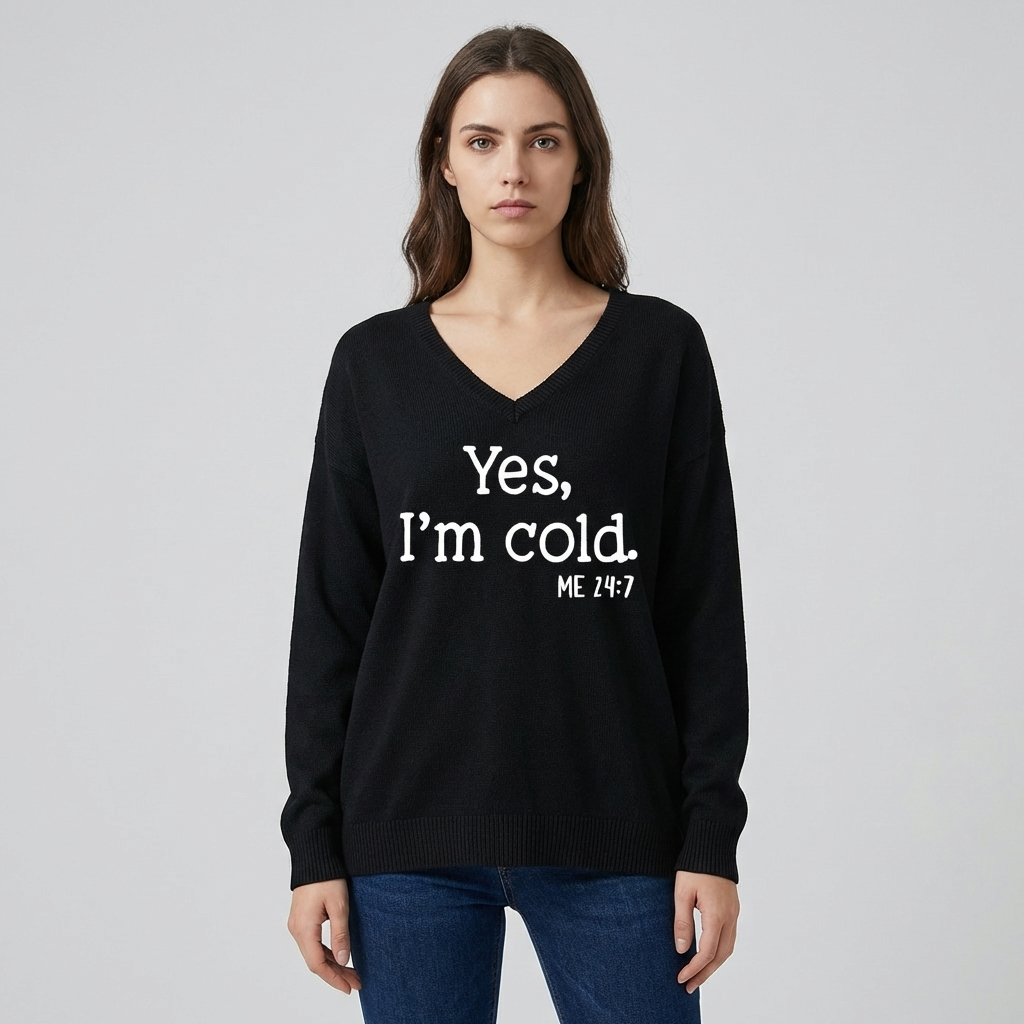Dames oversized gebreide trui met V-hals in een casual, comfortabele stijl, perfect voor herfst en winter.