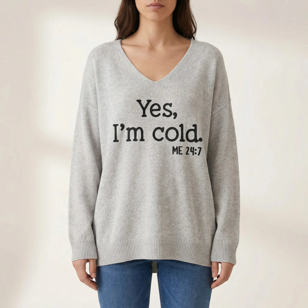 Comfortabele dames oversized trui met V-hals en lange mouwen, veelzijdig voor casual en stijlvolle outfits.