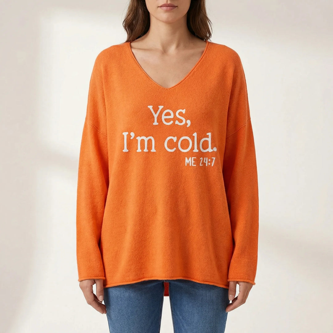 Casual gebreide dames trui met oversized silhouet en V-hals, perfect voor een stijlvolle en comfortabele look.