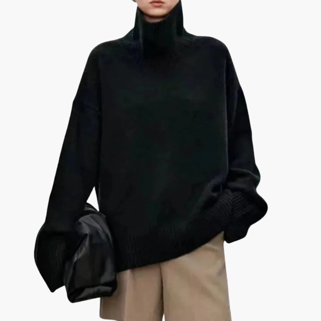 Dames oversized hoge hals trui, gebreid voor warmte en comfort. Ideaal als winter trui.