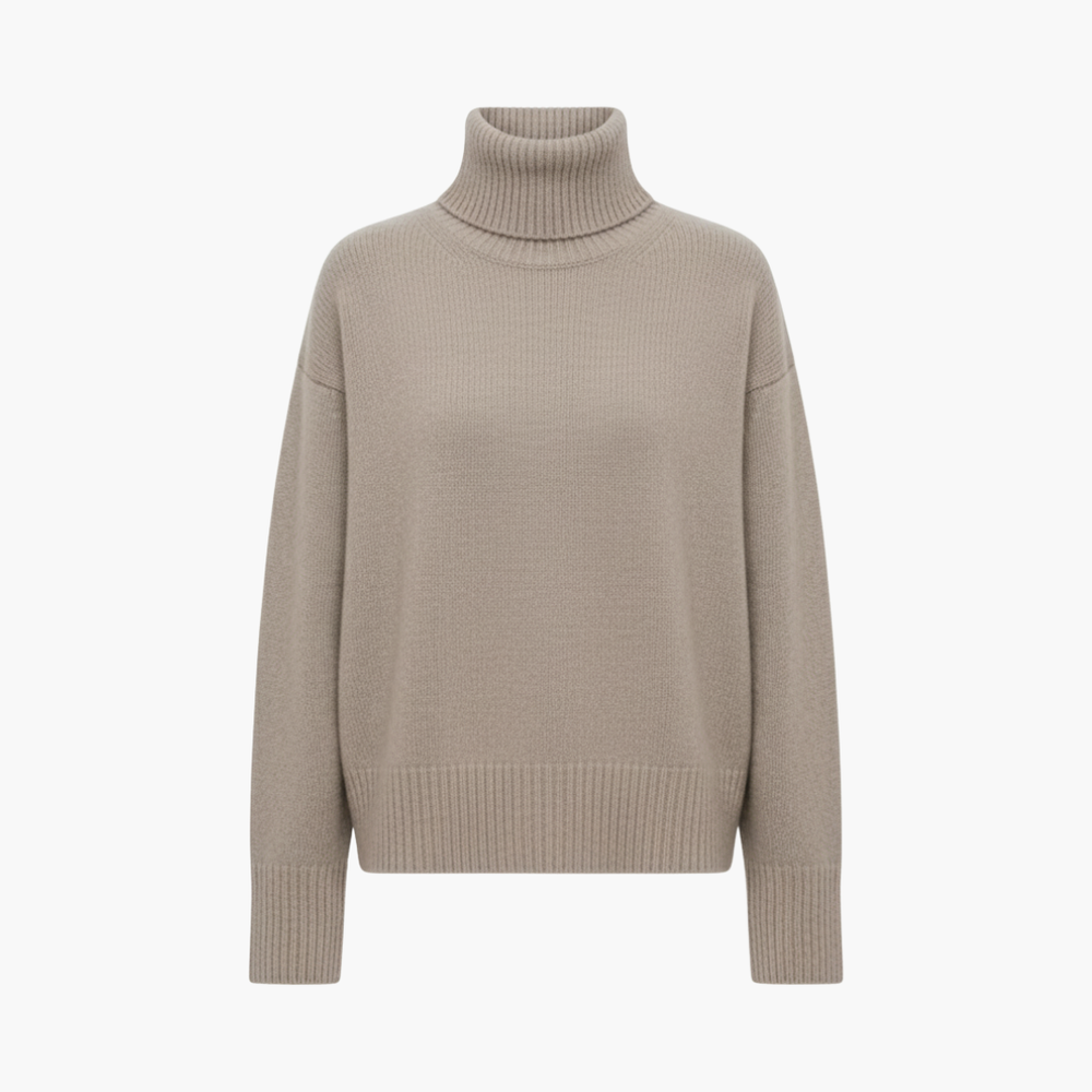 Stijlvolle, comfortabele dames oversized trui met hoge hals; perfecte gebreide winterkleding.