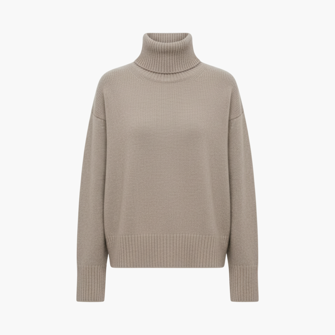 Stijlvolle, comfortabele dames oversized trui met hoge hals; perfecte gebreide winterkleding.