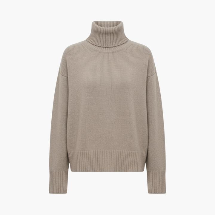 Stijlvolle, comfortabele dames oversized trui met hoge hals; perfecte gebreide winterkleding.