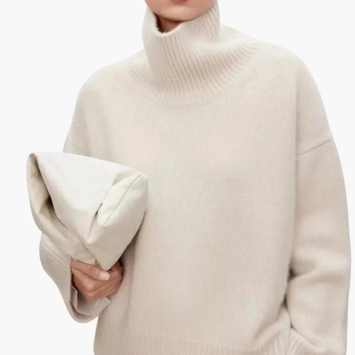 Warme dames oversized hoge hals trui, een stijlvolle gebreide winter essential voor damesmode.
