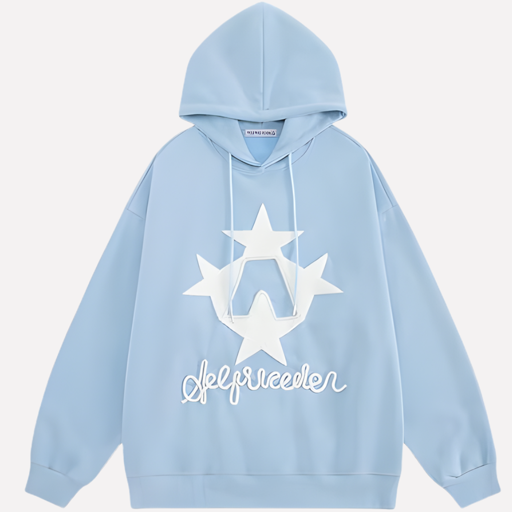 Comfortabele dames oversized hoodie met sterprint, perfect voor casual streetwear. Warme pullover met capuchon.