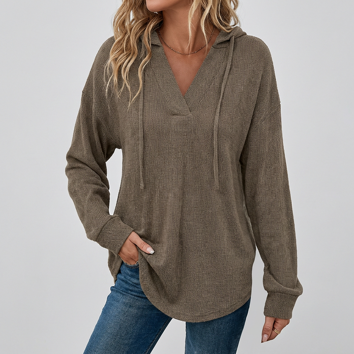 Zachte en comfortabele dames oversized hoodie met V-hals. Perfect voor een ontspannen, modieuze stijl.