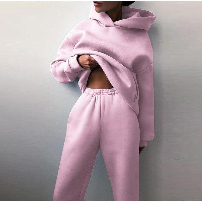 Casual dames oversized joggingpak met zachte stof en trendy hoge taille, perfect voor ontspanning.