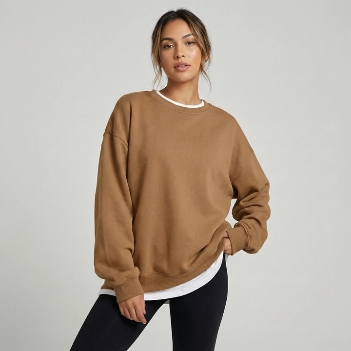 Dames oversized sweater met lange mouwen, perfect voor comfortabele casual outfits in herfst en winter.