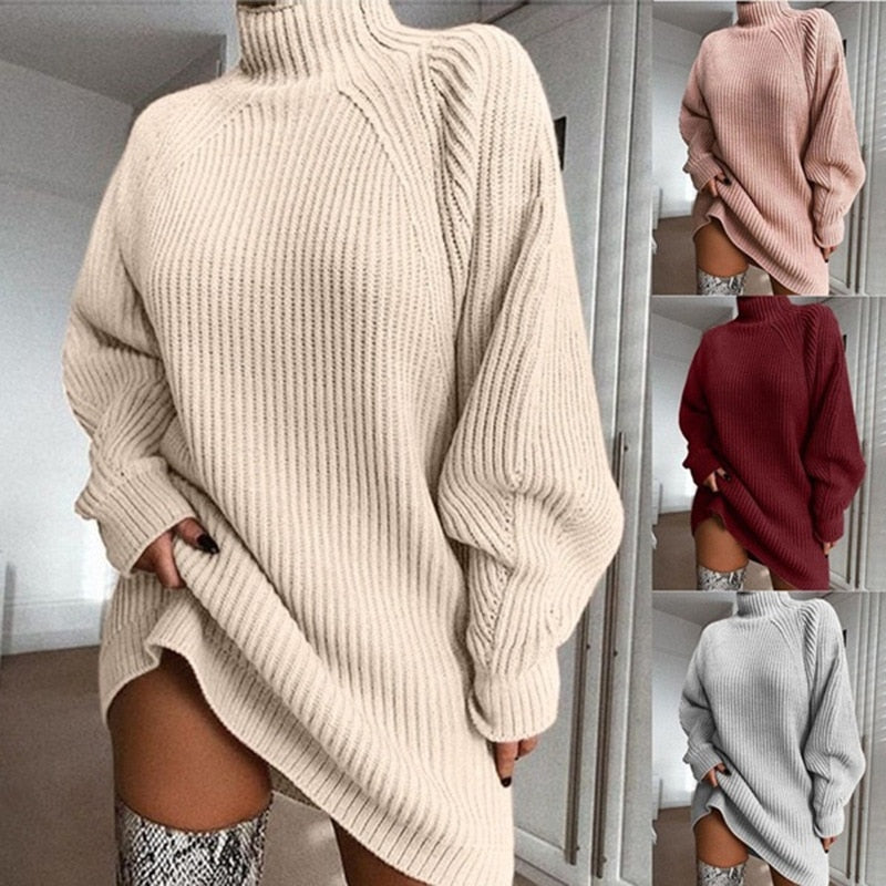 Dames oversized wintertrui met col en lange mouw, comfortabel en warm voor koude dagen.