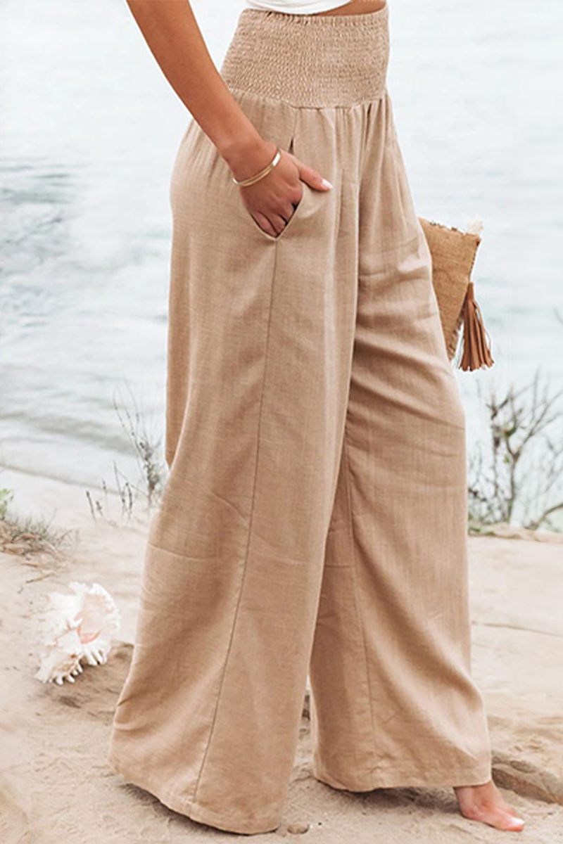 Elegante dames palazzo broek met wijde pijpen en hoge taille. Ideaal als zomerbroek.