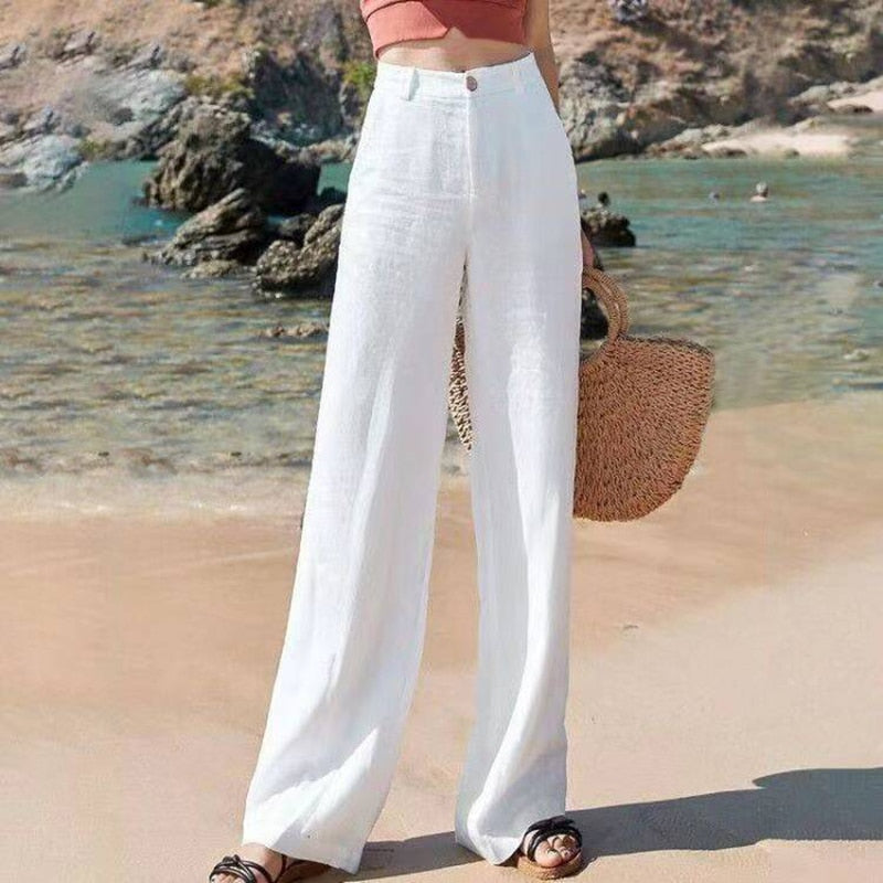 Dames pantalon Diana, klassiek elegant met wijde pijpen en hoge taille. Comfortabele broek voor elke gelegenheid.