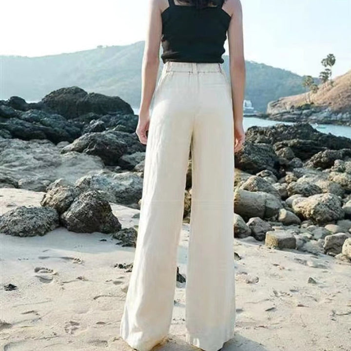 Comfortabele dames pantalon Diana met wijde pijpen. Hoge taille broek, ideaal voor een relaxte maar chique uitstraling.