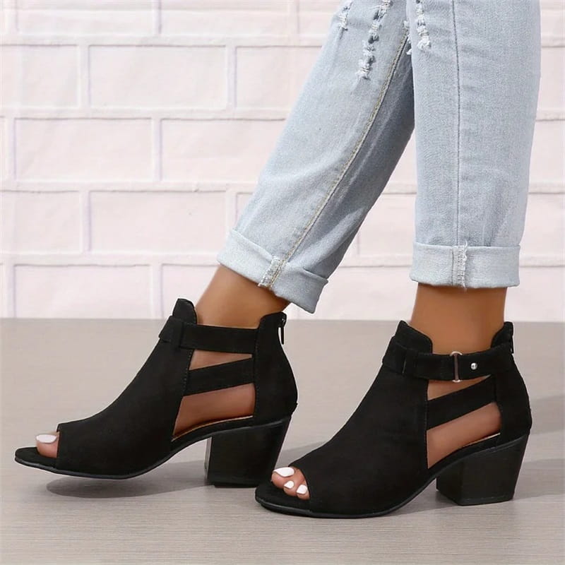 Elegante damesschoenen met peep toe design en stabiele blokhak